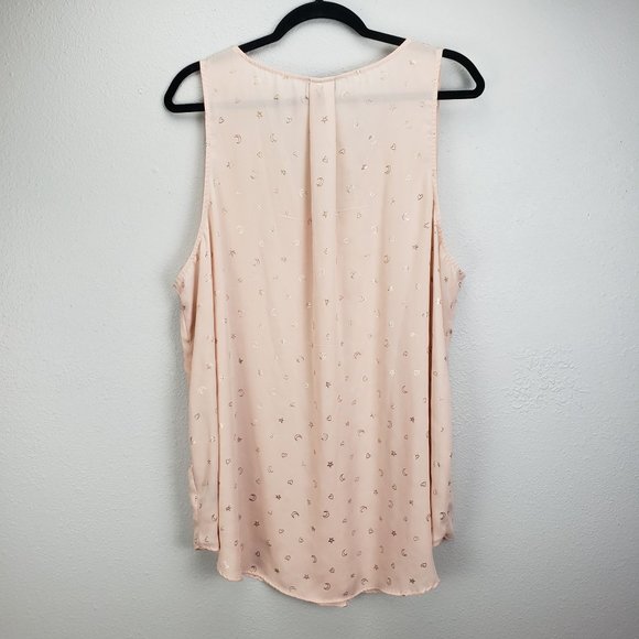 Torrid Women's Size 3 Hearts Moon And Stars Sleeveless Top Blush Pink And Gold - Picture 10 of 10